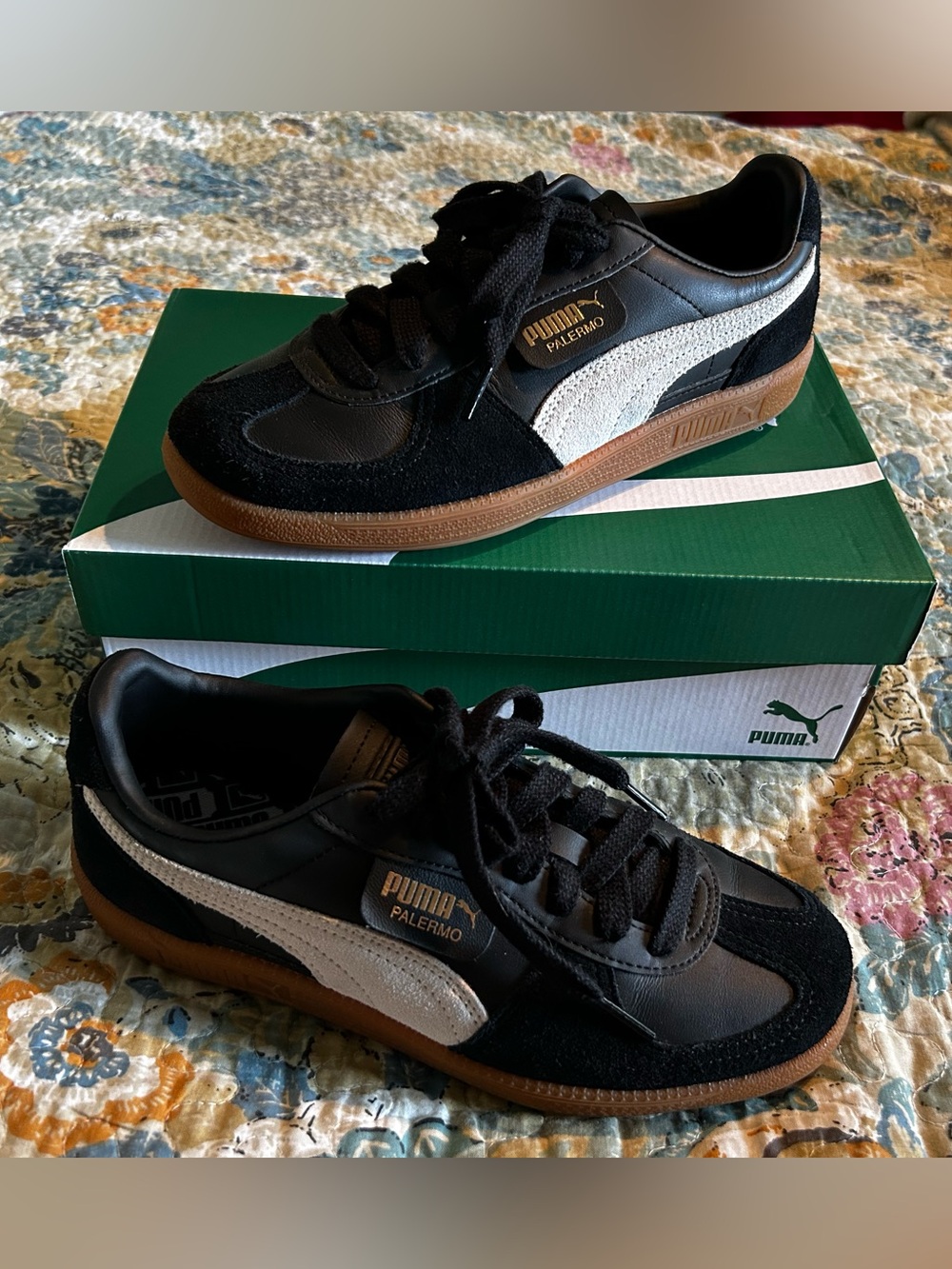 Puma Palermo Women’s Black, White & Gum Sneakers Size 8.5